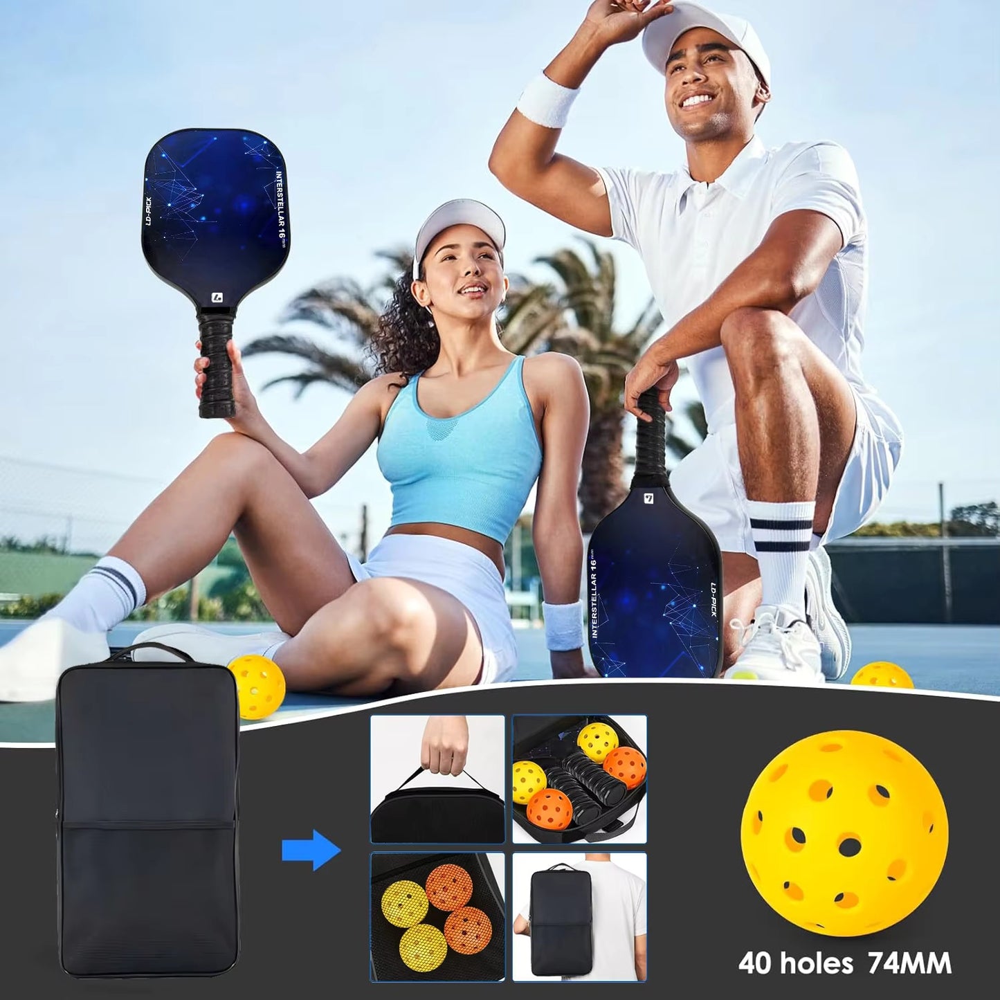 Ledao OEM Pickleball Paddle | Raw Fiberglass Face with 16mm EPP Foam Core | Thermoformed for Enhanced Spin & Power